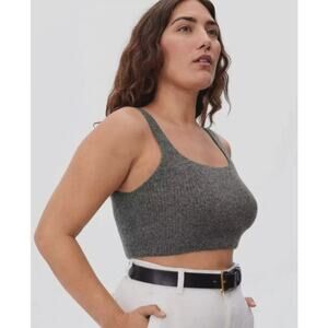 Everlane Cozy Stretch Cropped Sweater Tank in Dark Gray - S